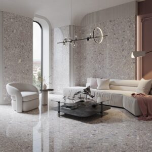 Charcoal terrazzo grey polished 120 x 60